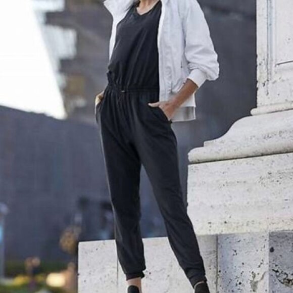 Athleta Black Hillside Tank Romper 4 - Picture 3 of 8